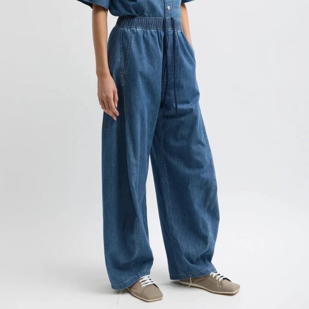 Tibi Summer Denim Classic Wash Winslow Pant Short